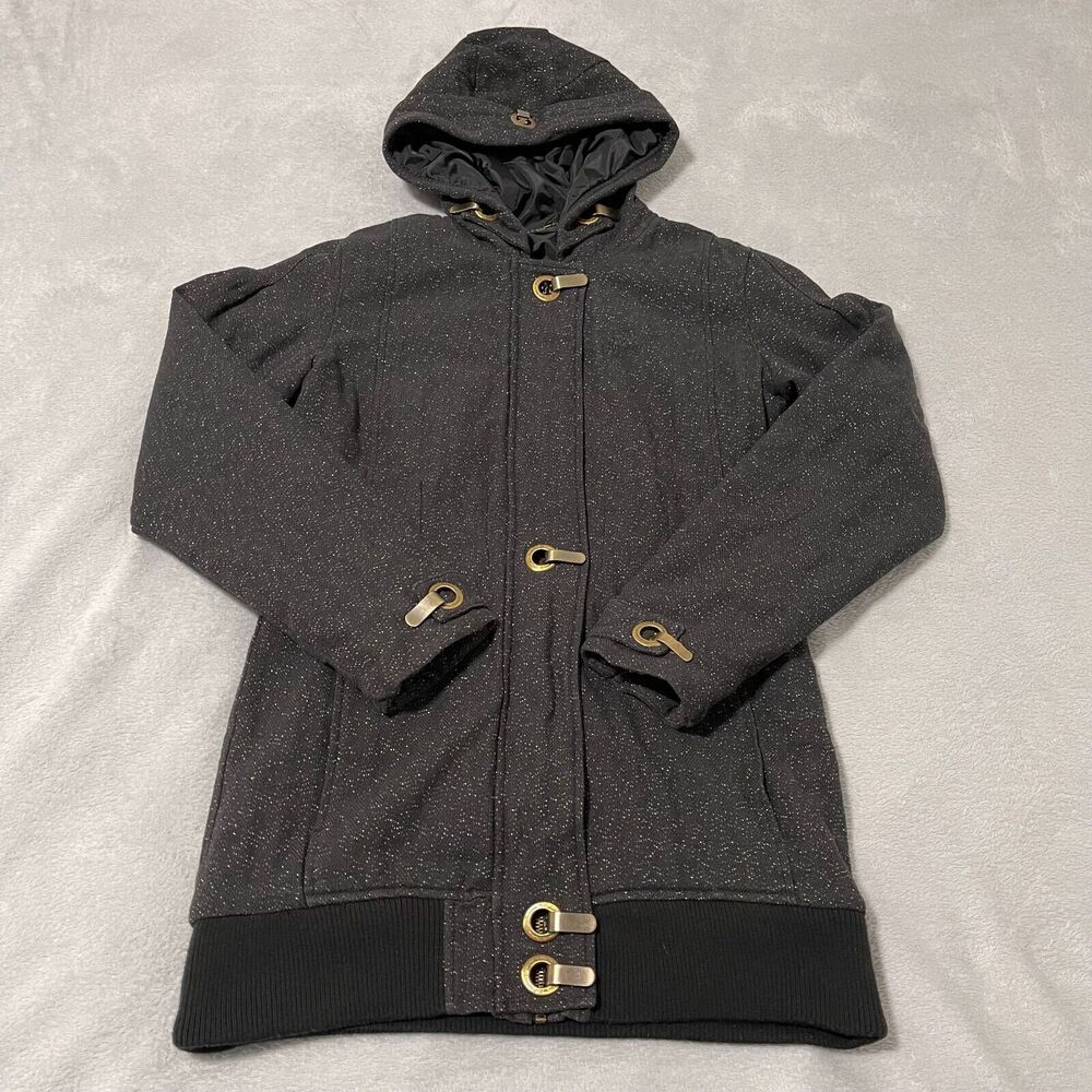 Adidas Respect M.E. Missy Elliott Black Gold Herringbone Toggle Jacket Hooded 38 - Picture 1 of 13